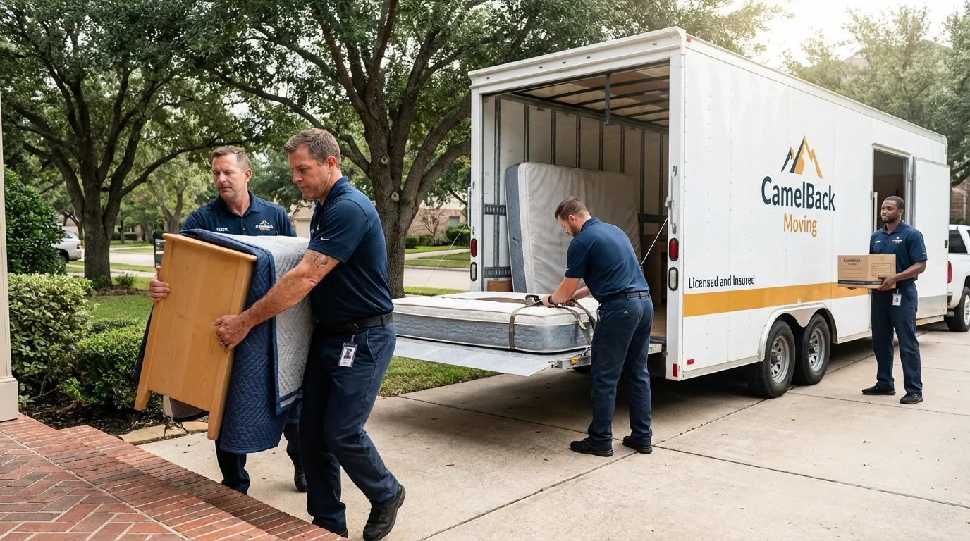 Crew loading residential truck for cross-state move from Talent, OR